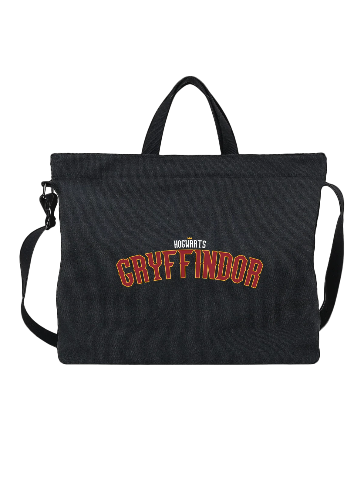 Сумка Cryffindor с крупной надписью и гербом чёрная с принтом — текстовый дизайн — Чёрная, фото 1