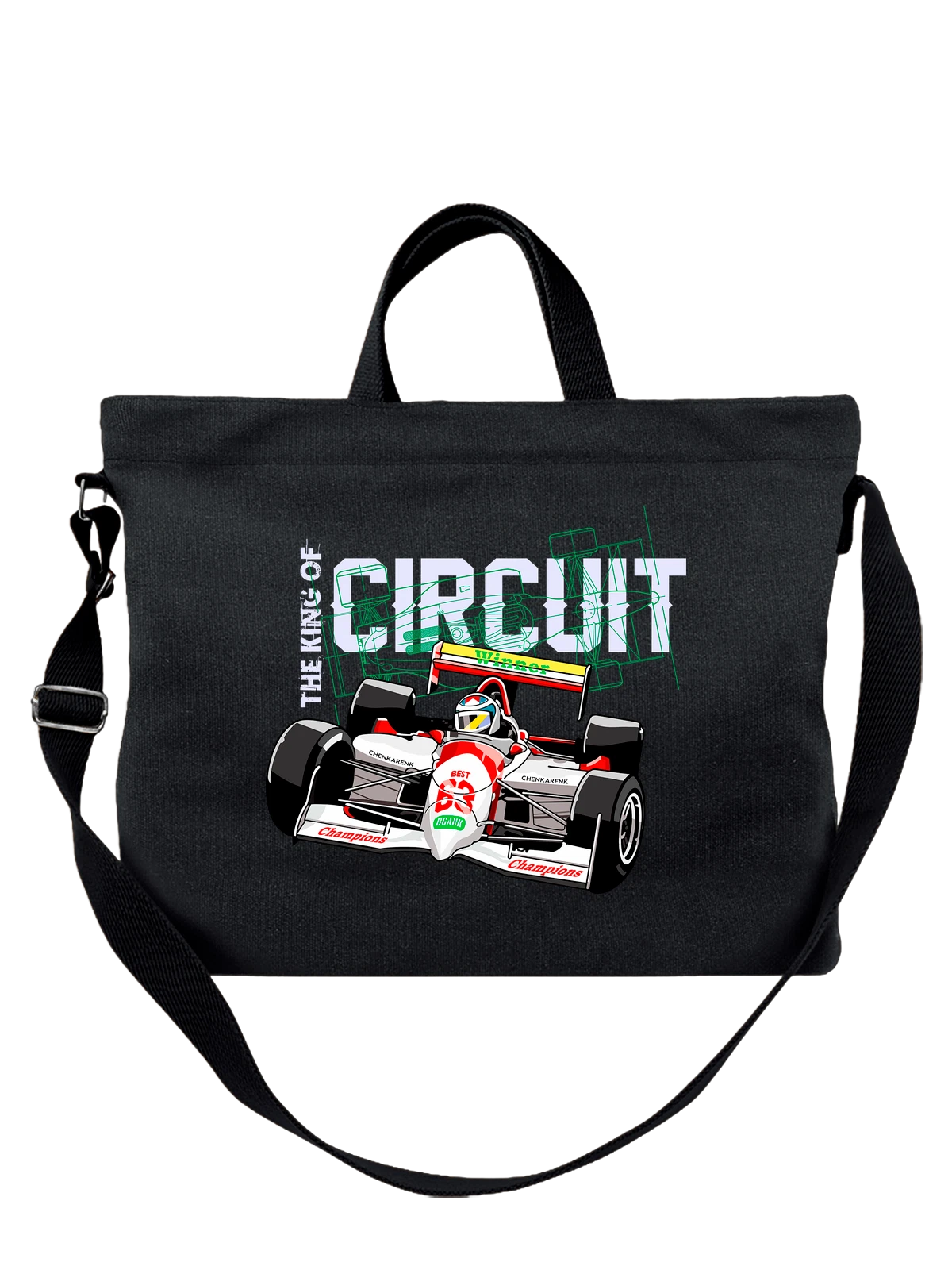 Сумка Формула 1 the king of circuit чёрная с принтом — дорога — Чёрная, фото 1
