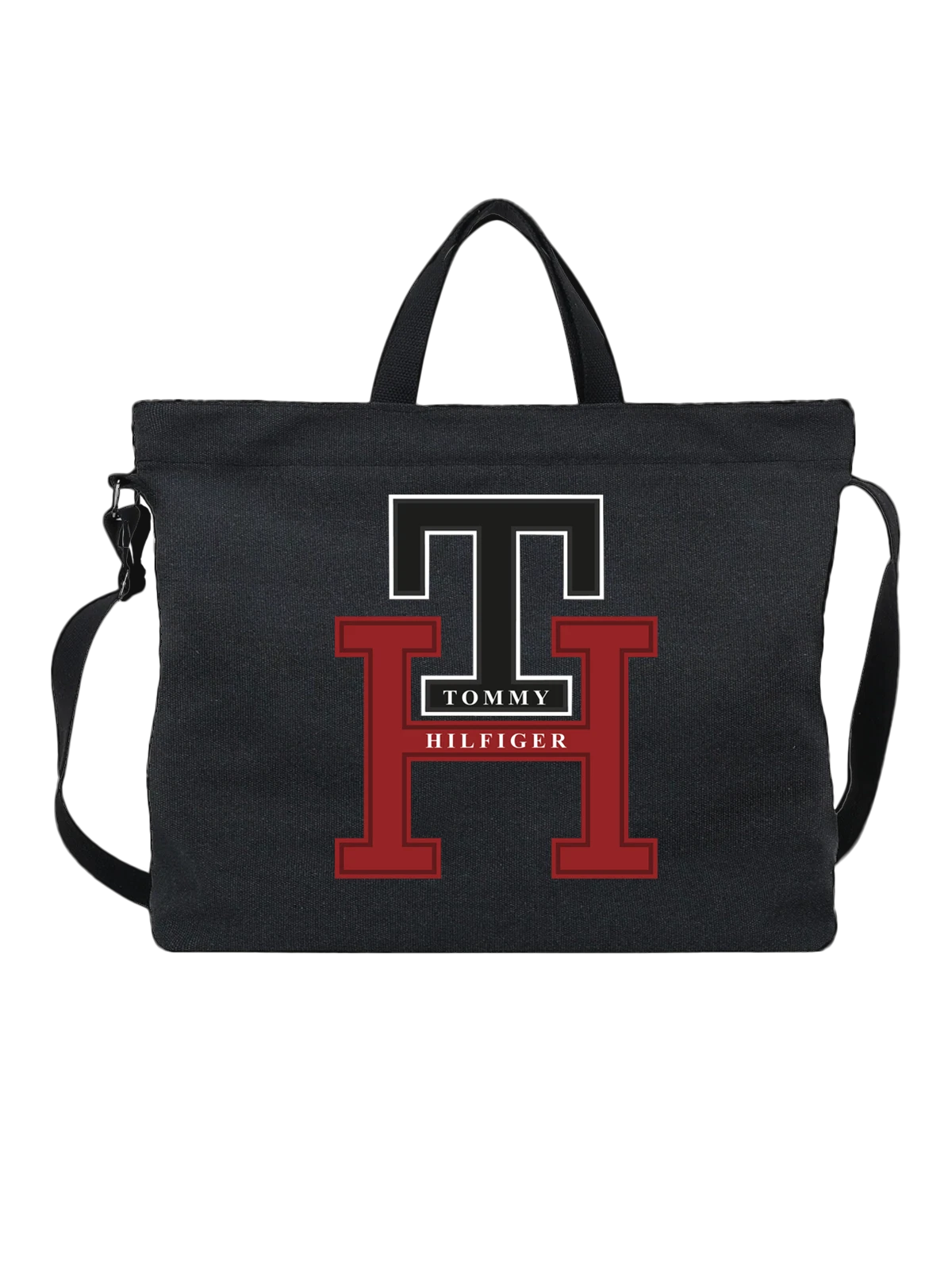 Сумка Tommy Hilfiger чёрная с принтом — колледжная эмблема — Чёрная, фото 1