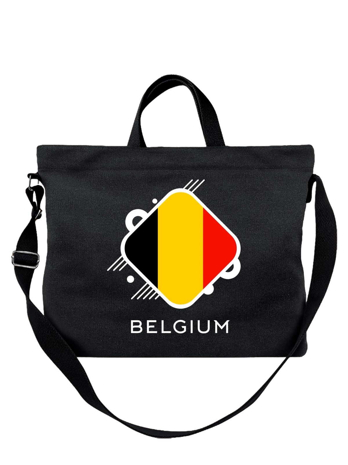 Сумка Флаг Бельгии Belgium чёрная с принтом — национальная символика — Чёрная, фото 1