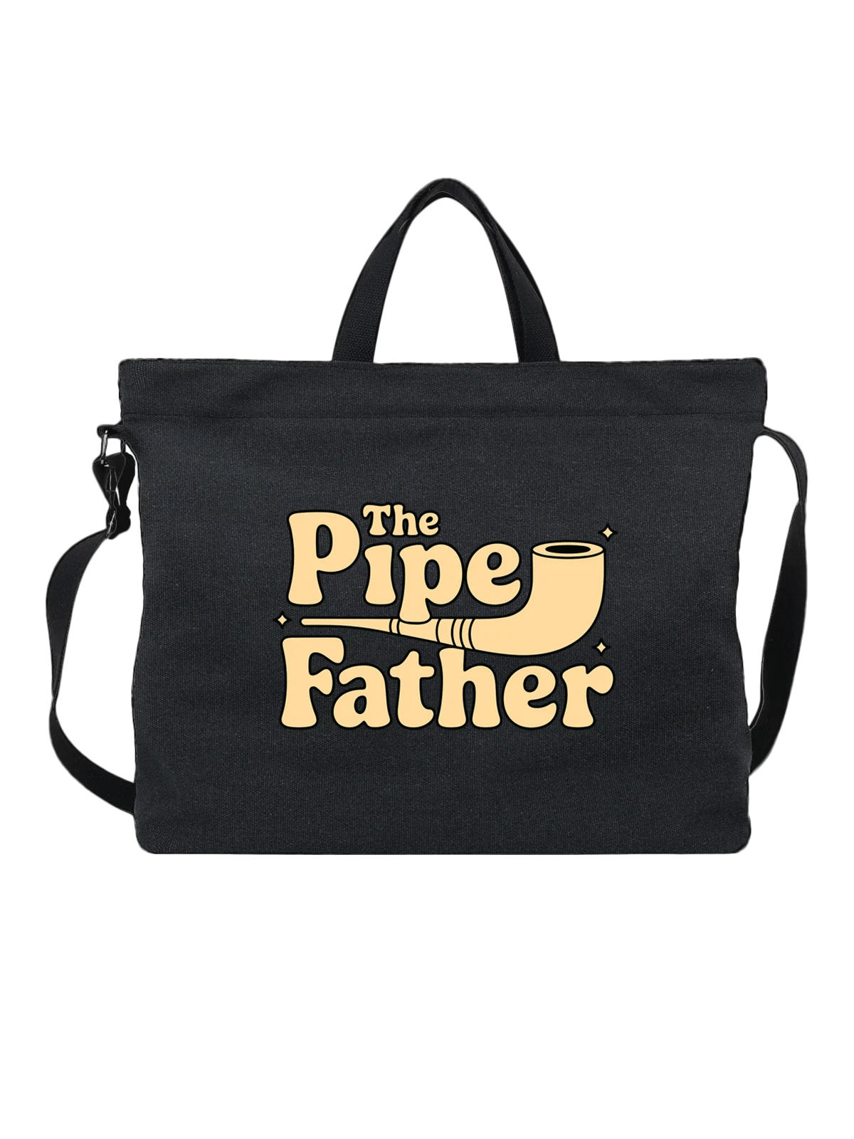 Сумка чёрная с принтом The Pipe Father с трубкой — контрастный постер — Чёрная, фото 1