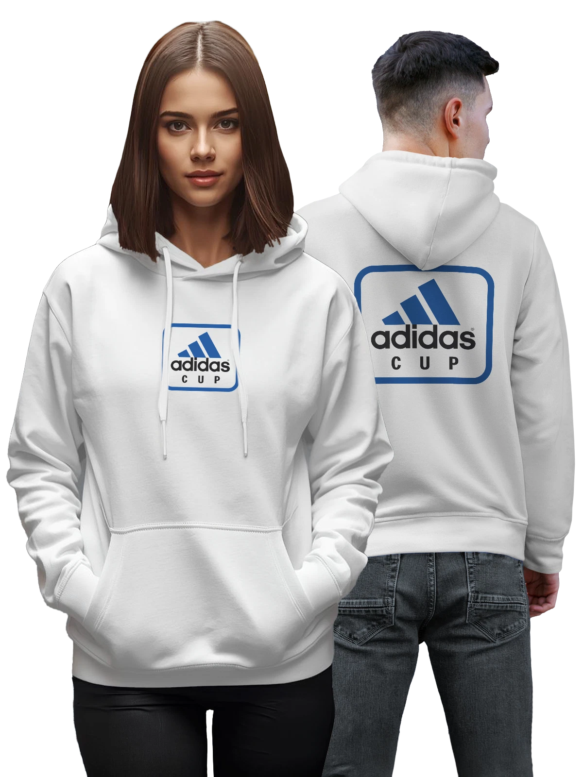 Худи Adidas белое с принтом — буквенная строка снизу — Белая, фото 1