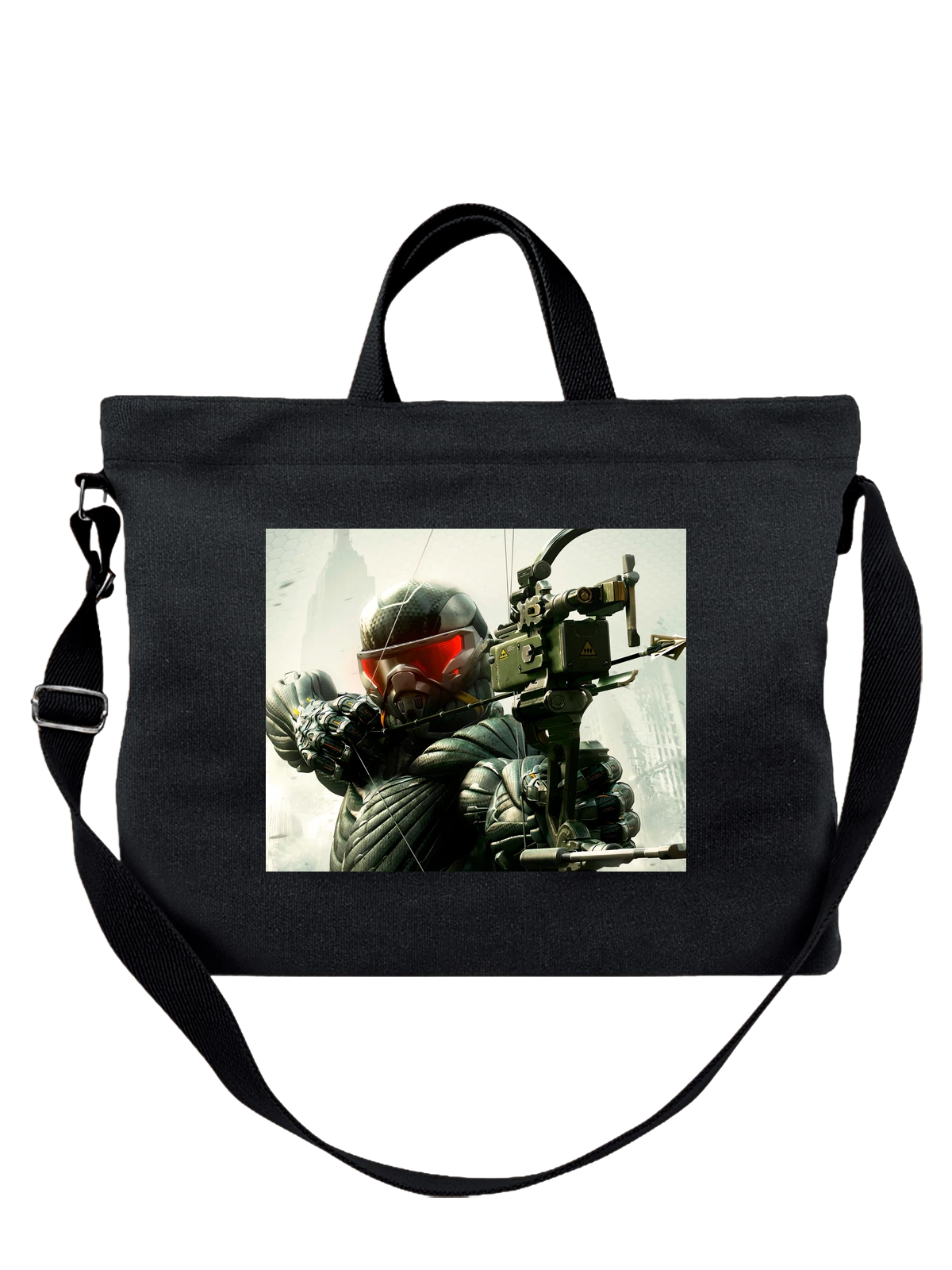 Сумка чёрная с принтом Игры Crysis стрельба из лука — киберспорт — Чёрная, фото 1