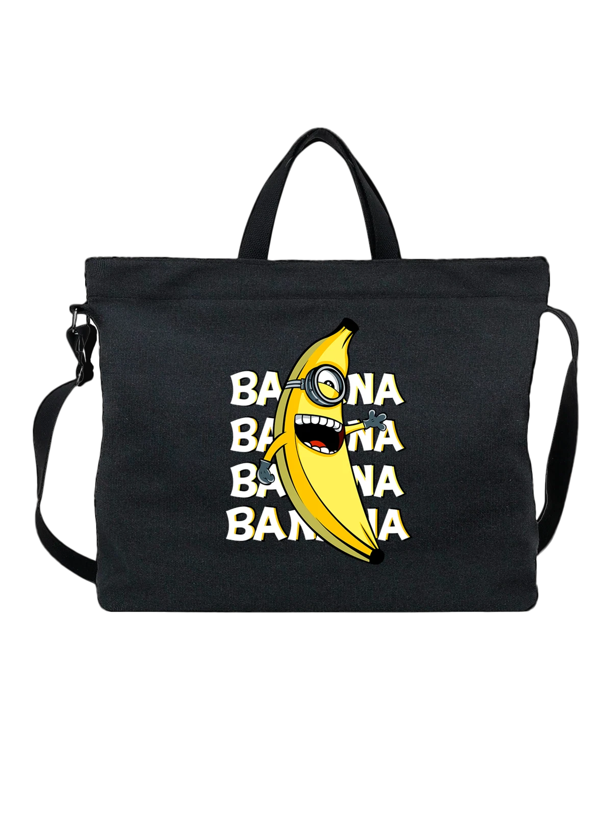 Сумка с Миньоном Minions banana чёрная с принтом — желтый персонаж — Чёрная, фото 1
