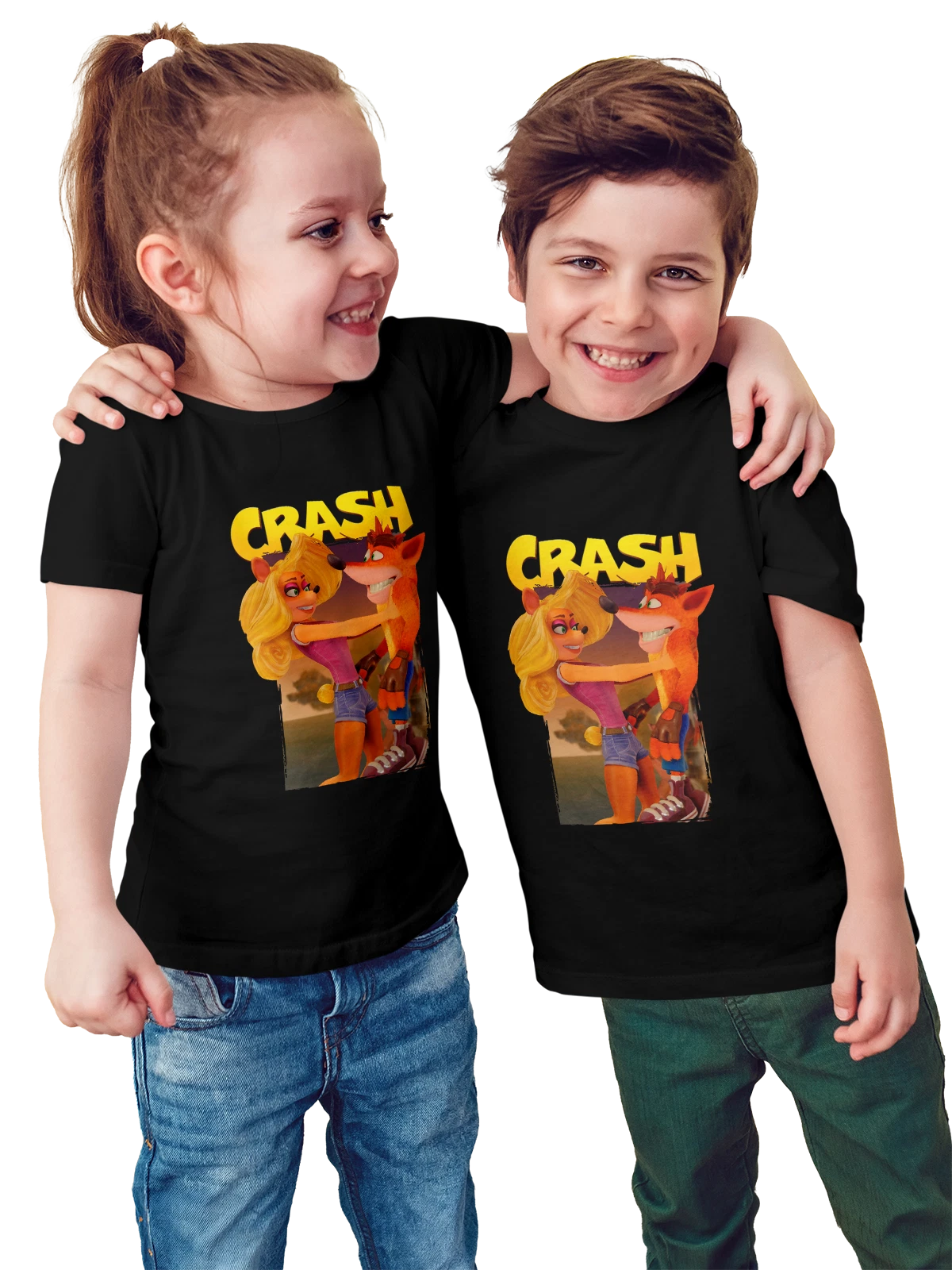 Футболка детская Crash Bandicoot чёрная с принтом — фанатский принт — Чёрная, фото 1