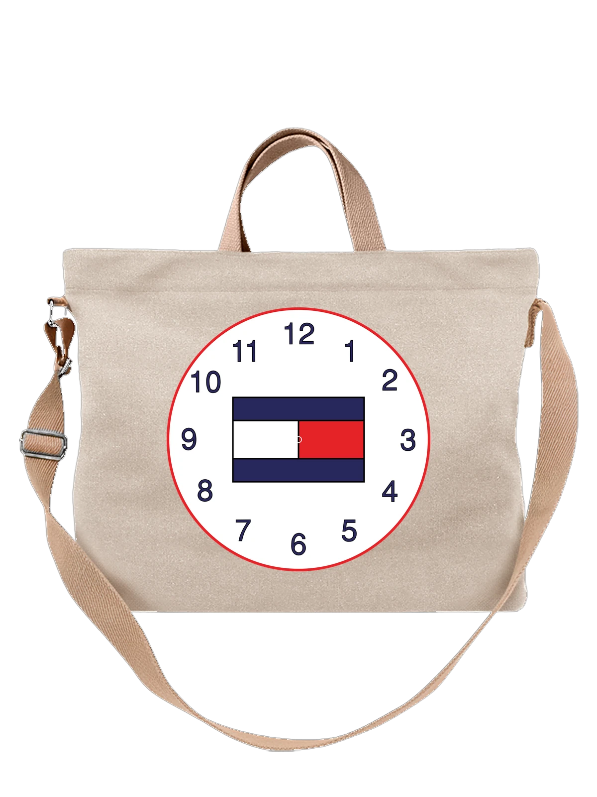 Сумка Tommy Hilfiger белая с принтом — принт с настенными часами — Белая, фото 1