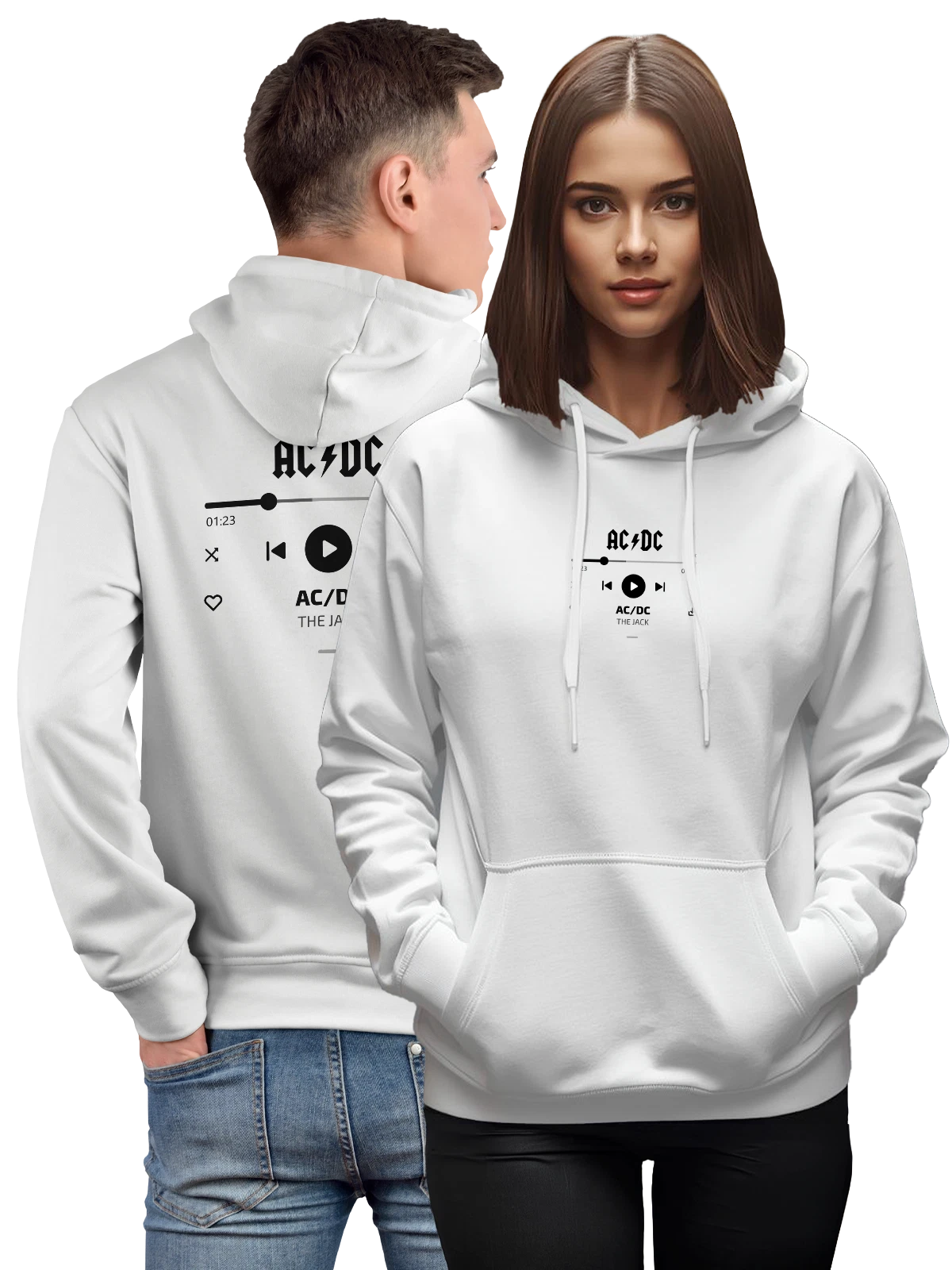 Худи AC DC The Jack Валет белое с принтом — гитарная музыка — Белая, фото 1