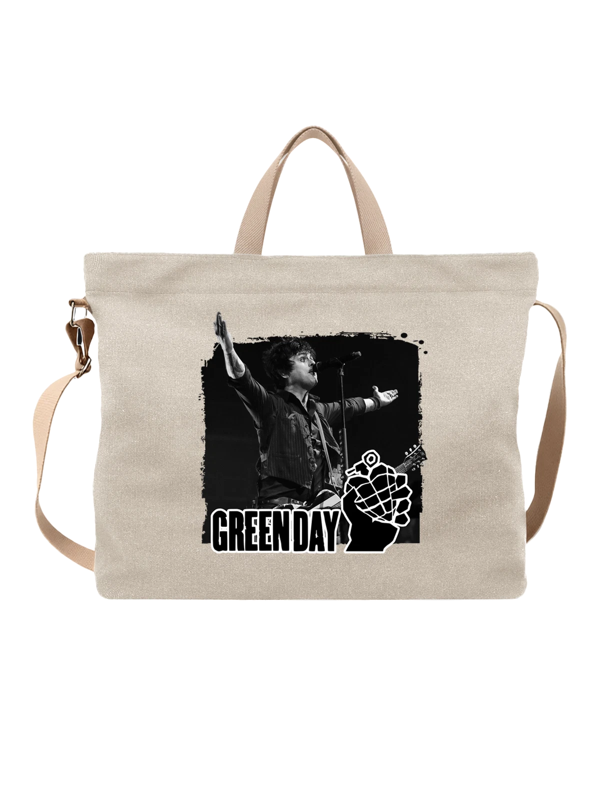 Сумка Green Day Билли Джо белая с принтом — футболка подростку — Белая, фото 1