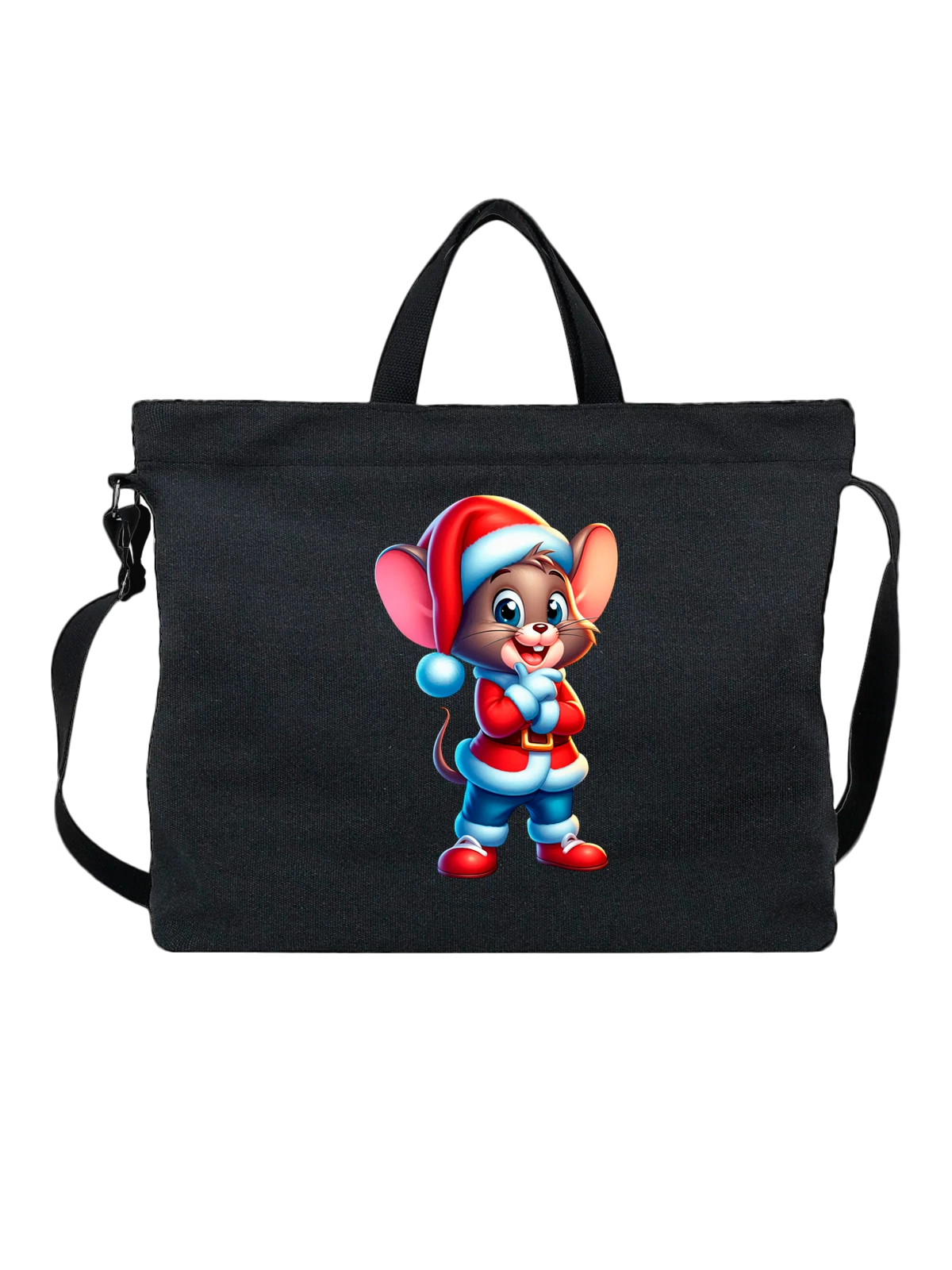 Сумка с Джерри Tom and Jerry на Новый год чёрная с принтом — новогодний подарок — Чёрная, фото 1