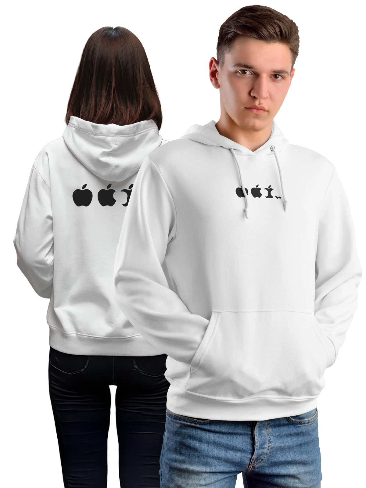 Худи Apple белое с принтом — этапы разрушения — Белая, фото 1