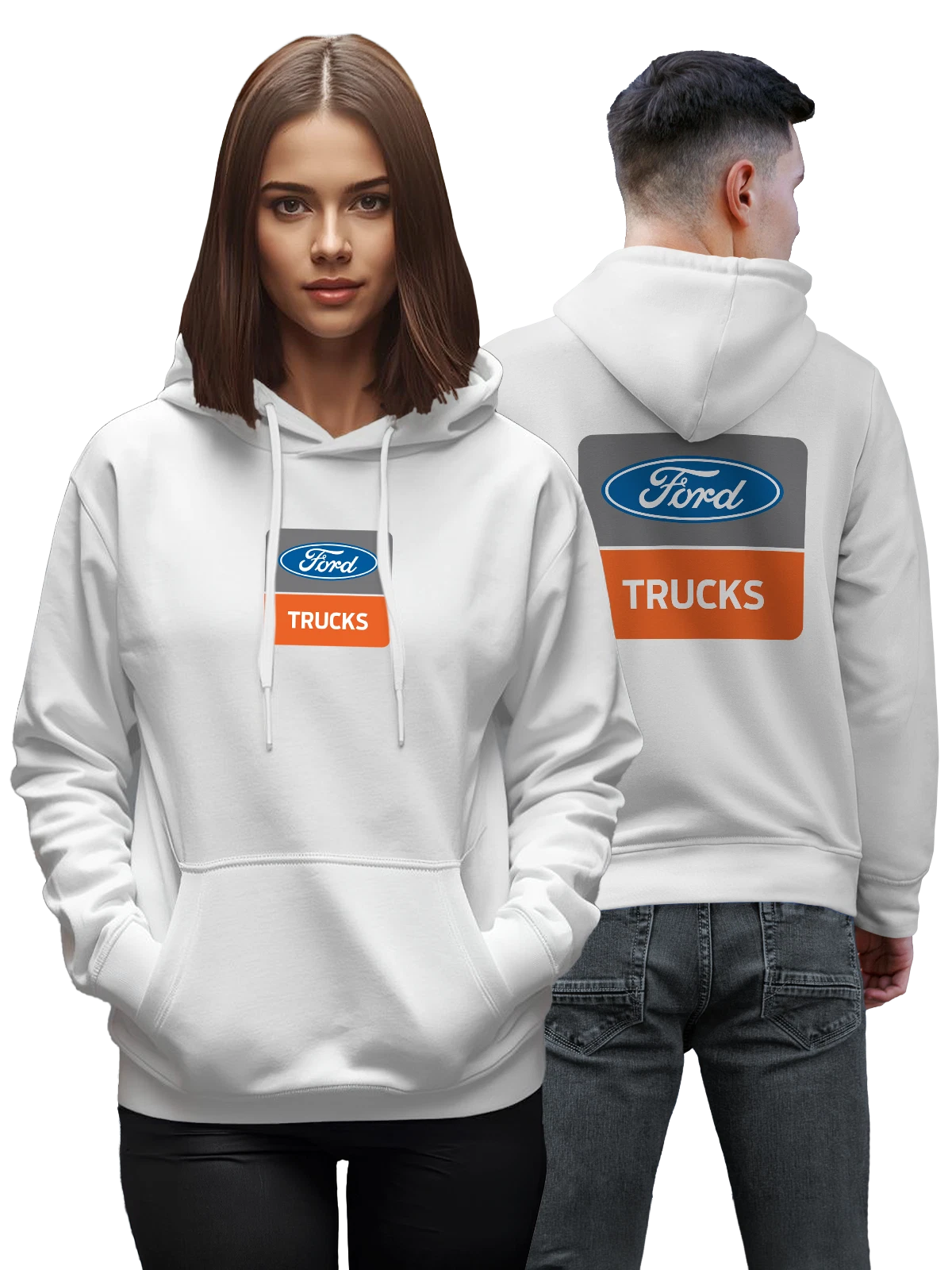 Худи Ford белое с принтом — контрастный принт — Белая, фото 1