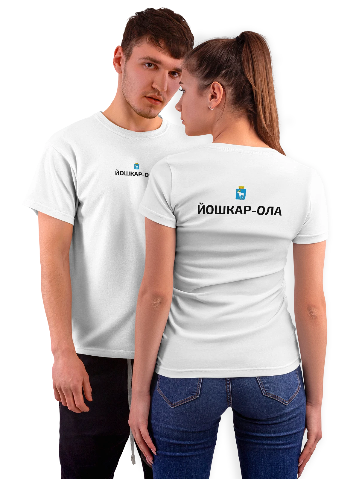 Футболка Город Йошкар Ола белая с принтом на спине — сувенир из города — Белая, фото 1