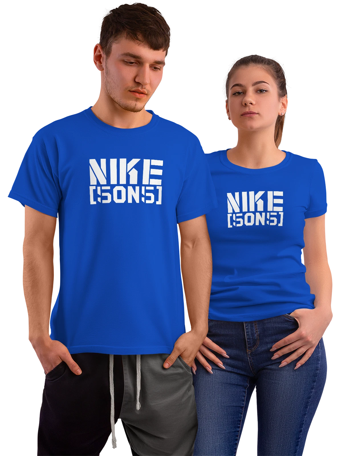 Футболка Nike синяя с принтом — широкий буквенный принт — Синяя, фото 1