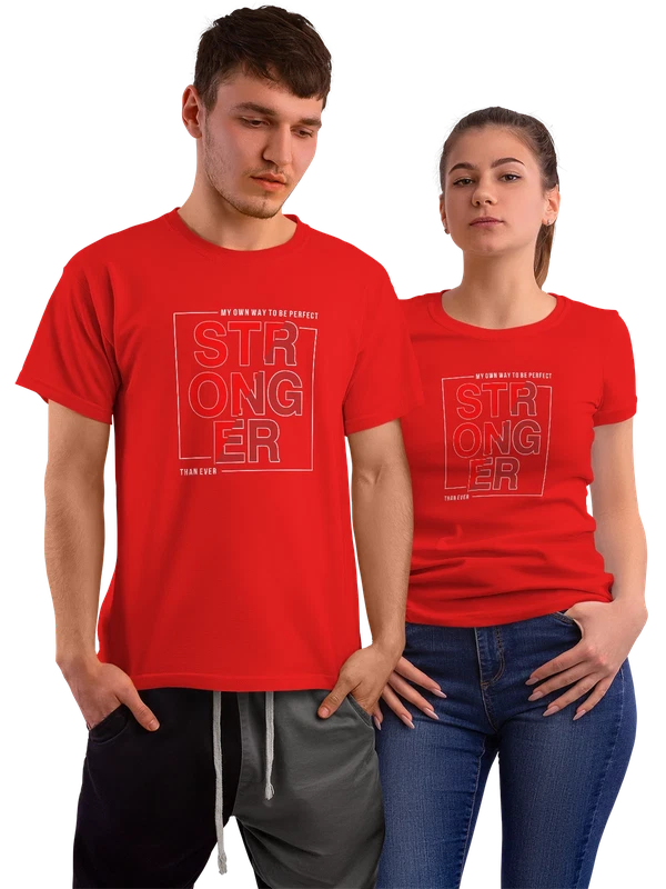 Футболка Strong красно серая минималистичный текст — Красная, фото 1