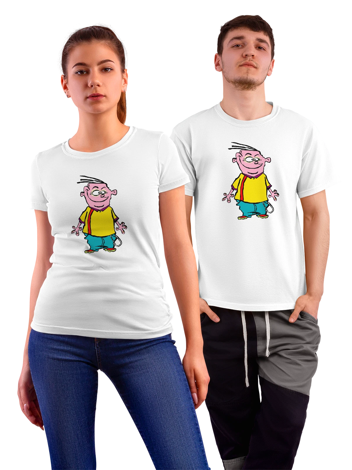 Футболка Эд эдд и эдди ed edd n eddy белая с принтом — ностальгия по мультфильмам — Белая, фото 1