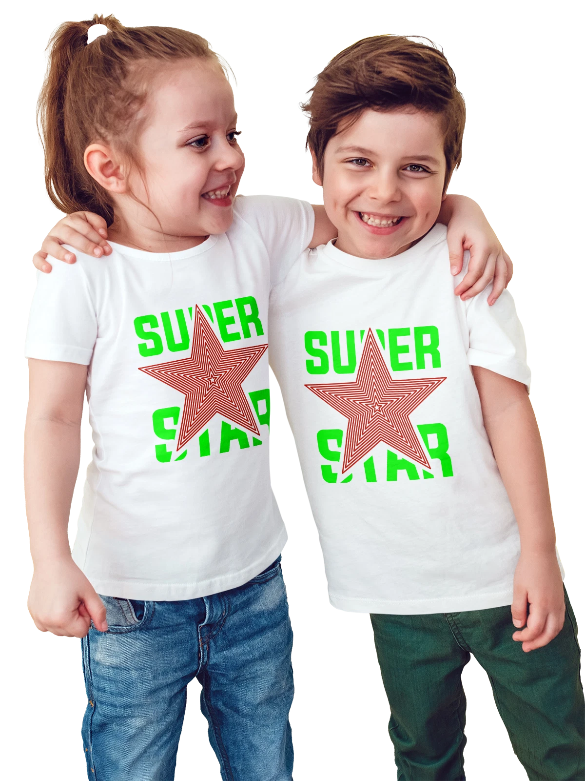 Футболка детская Звезда super star белая с принтом — футболка с принтом — Белая, фото 1