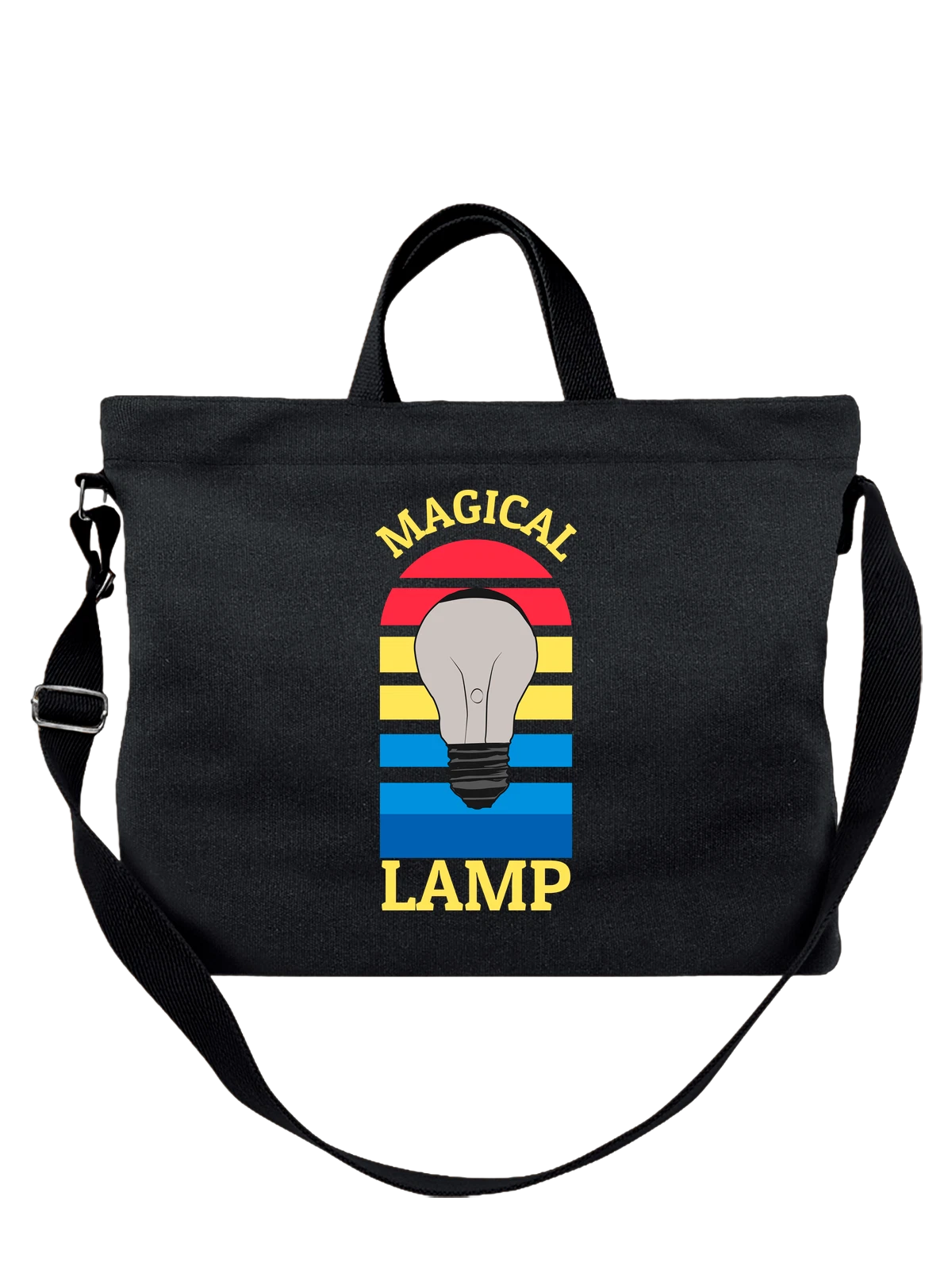 Сумка с лампочкой magical lamp чёрная с принтом — забавный персонаж — Чёрная, фото 1