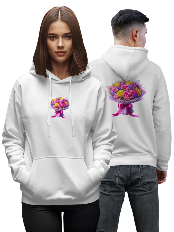 Худи с букетом цветов розы — Белая, фото 1