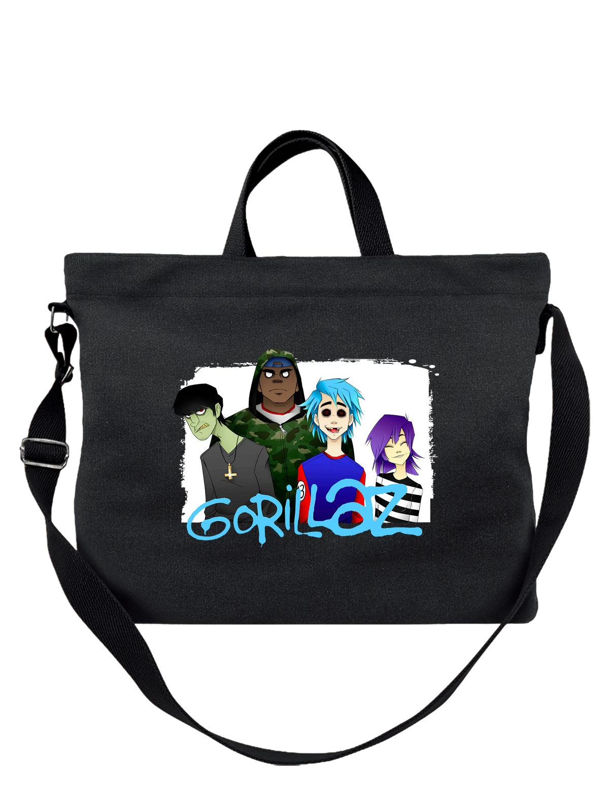 Сумка Gorillaz Горилаз чёрная с принтом — футболка подростку — Чёрная, фото 1