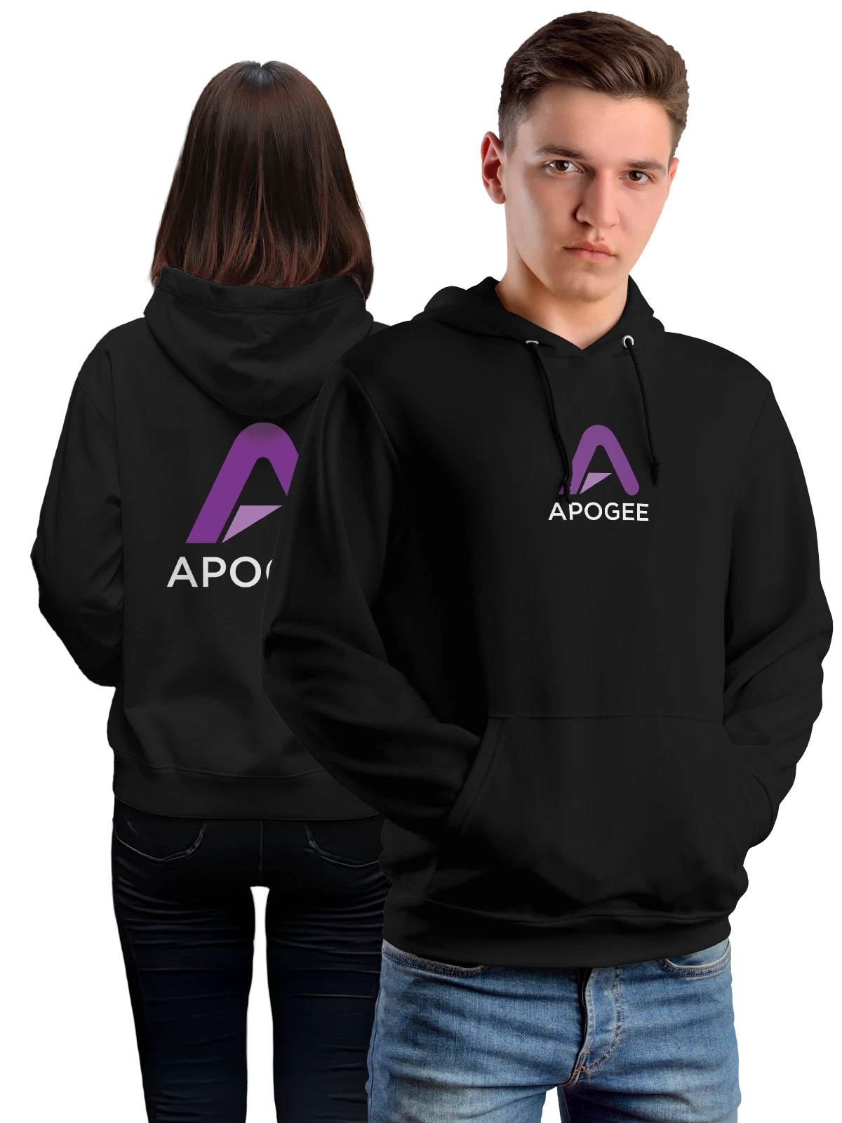 Худи Apogee чёрное с принтом — современная айдентика — Чёрная, фото 1