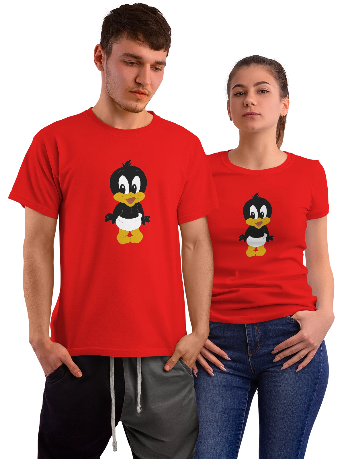 Футболка Утка Бэби Луни красная с принтом — Daffy Duck — Красная, фото 1