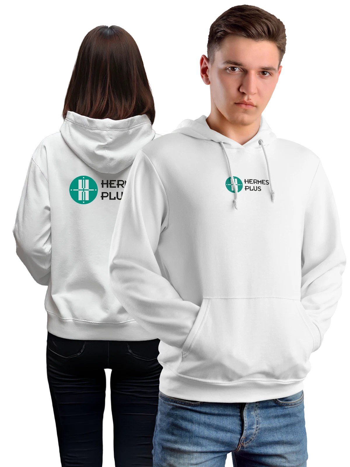 Худи Hermes белое с принтом — контрастный принт — Белая, фото 1