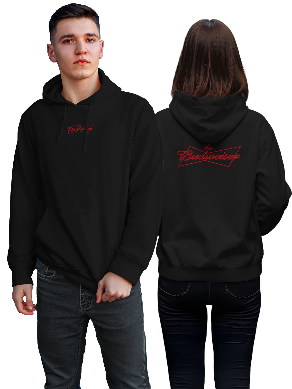 Худи Budweiser чёрное с принтом — футболка для вечеринки — Чёрная, фото 1