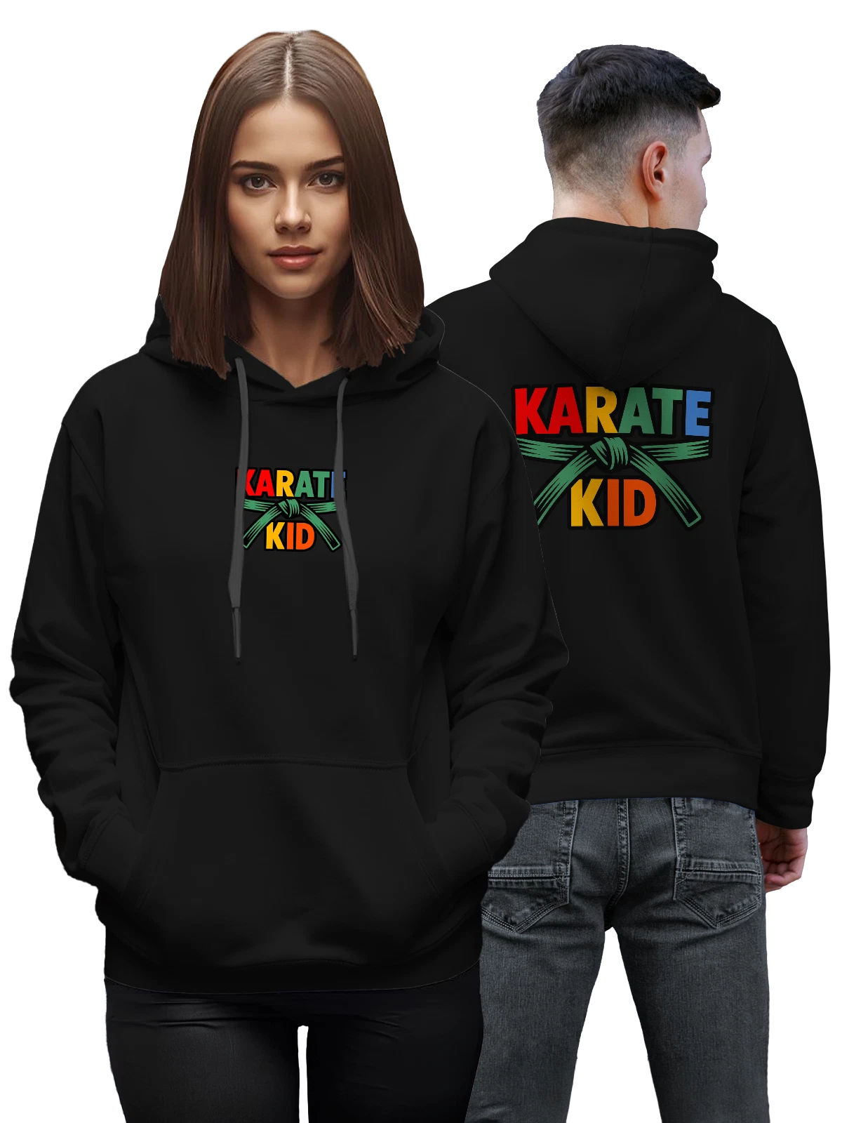 Худи Karate Kid с культовым логотипом чёрное с принтом — каратэ — Чёрная, фото 1