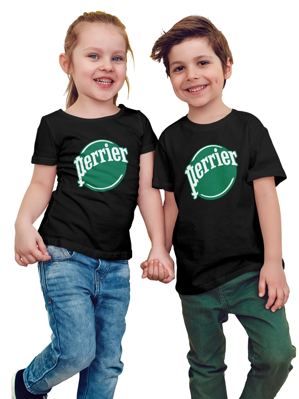 Футболка детская Perrier чёрная с принтом — футболка для вечеринки — Чёрная, фото 1