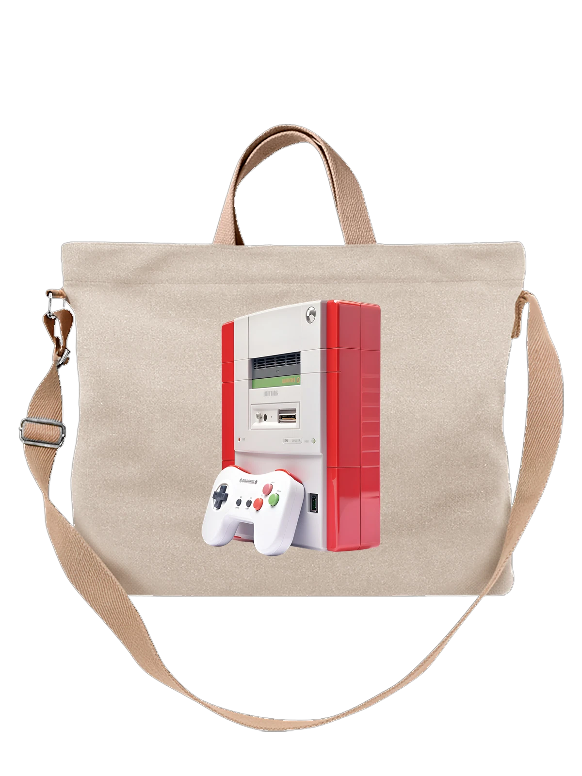 Сумка Ретро игровая приставка Nintendo 64 в красном белая с принтом — ностальгия — Белая, фото 1
