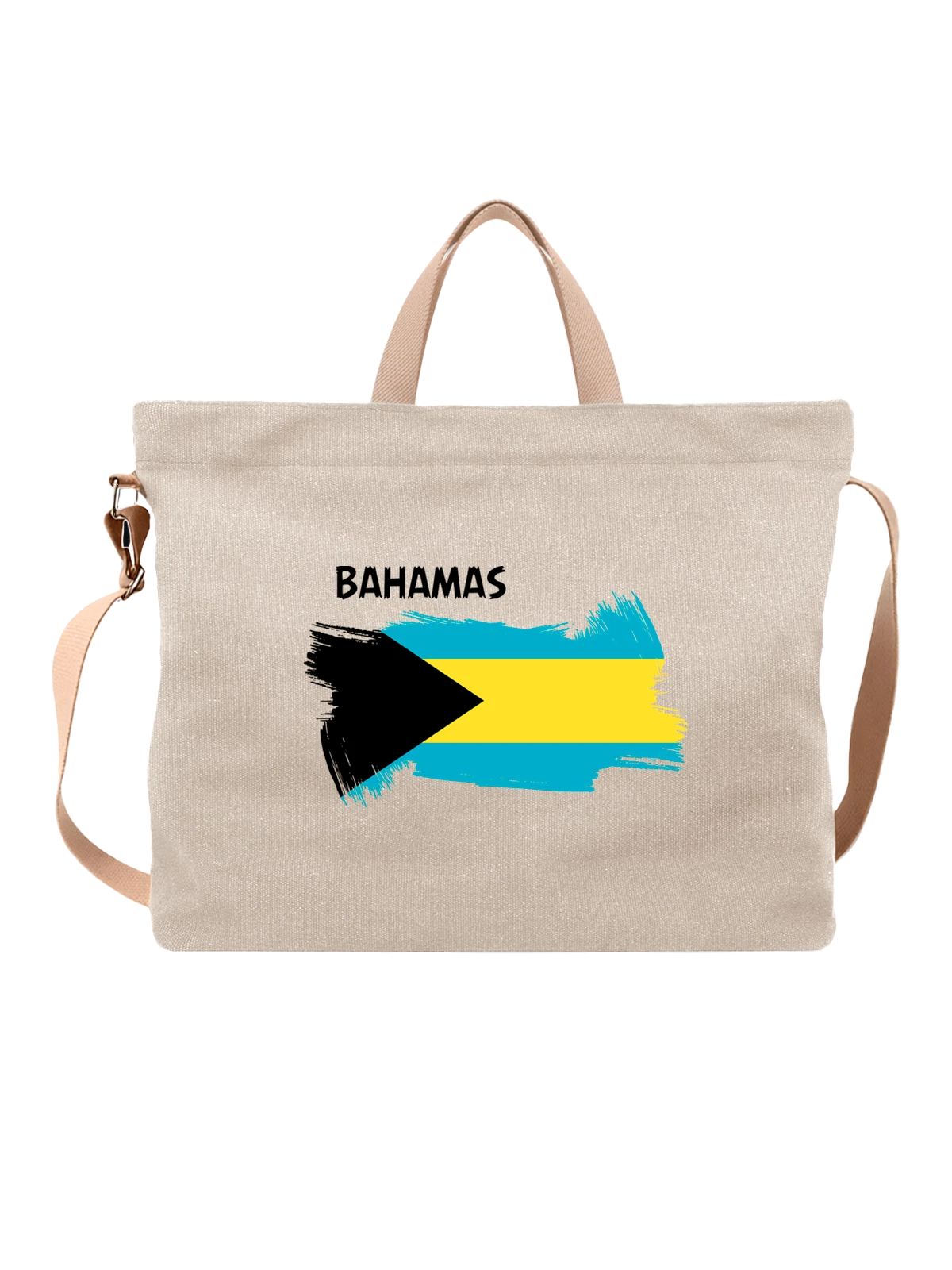 Сумка бежевая с принтом Флаг Багамских Островов Bahamas — патриотический принт — Бежевая, фото 1