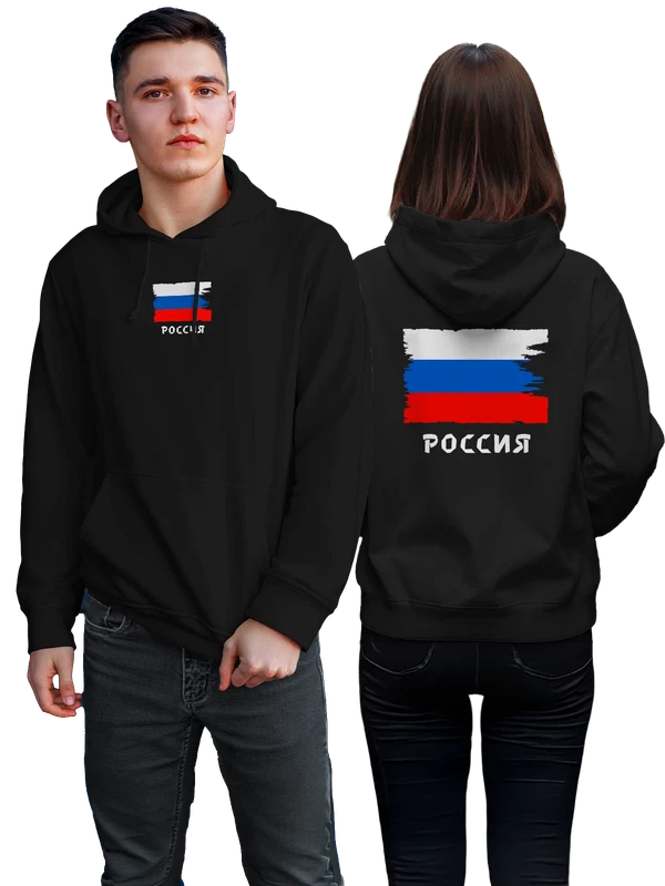 Худи с флагом России — Чёрная, фото 1