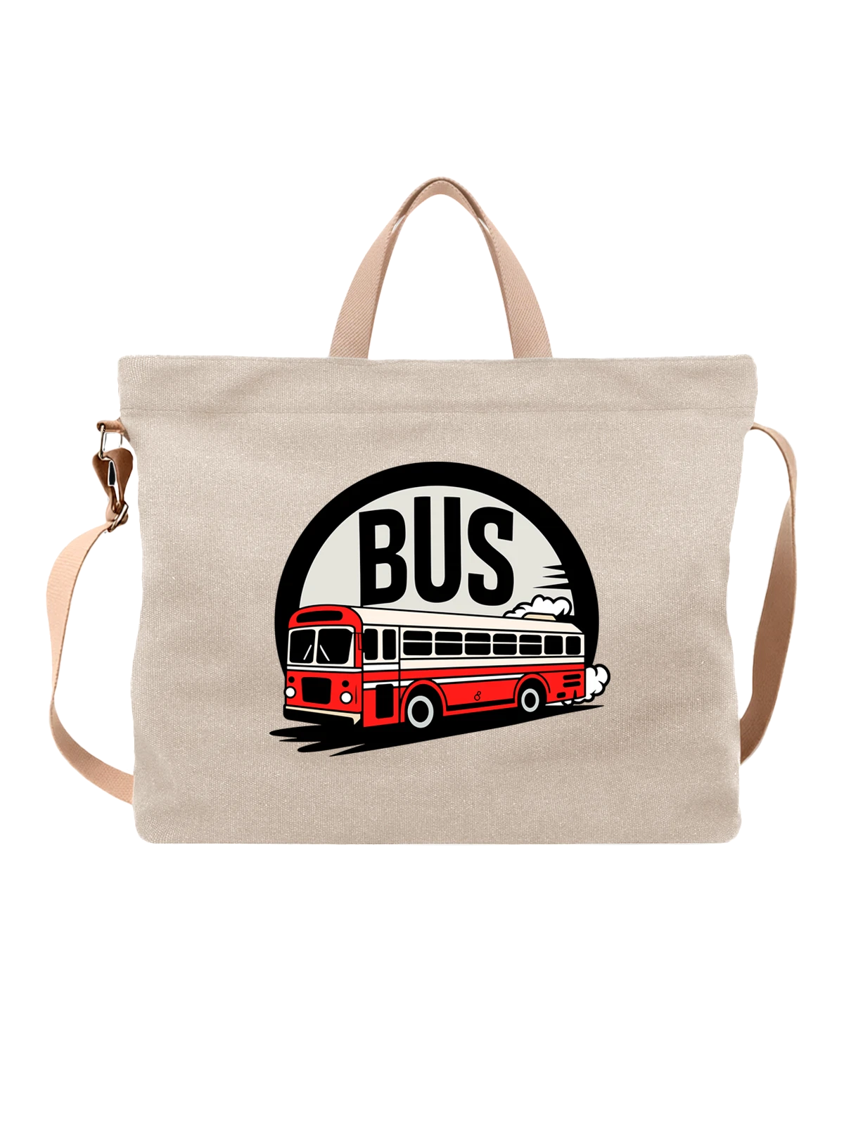 Сумка Автобус надпись bus белая с принтом — дорога — Белая, фото 1
