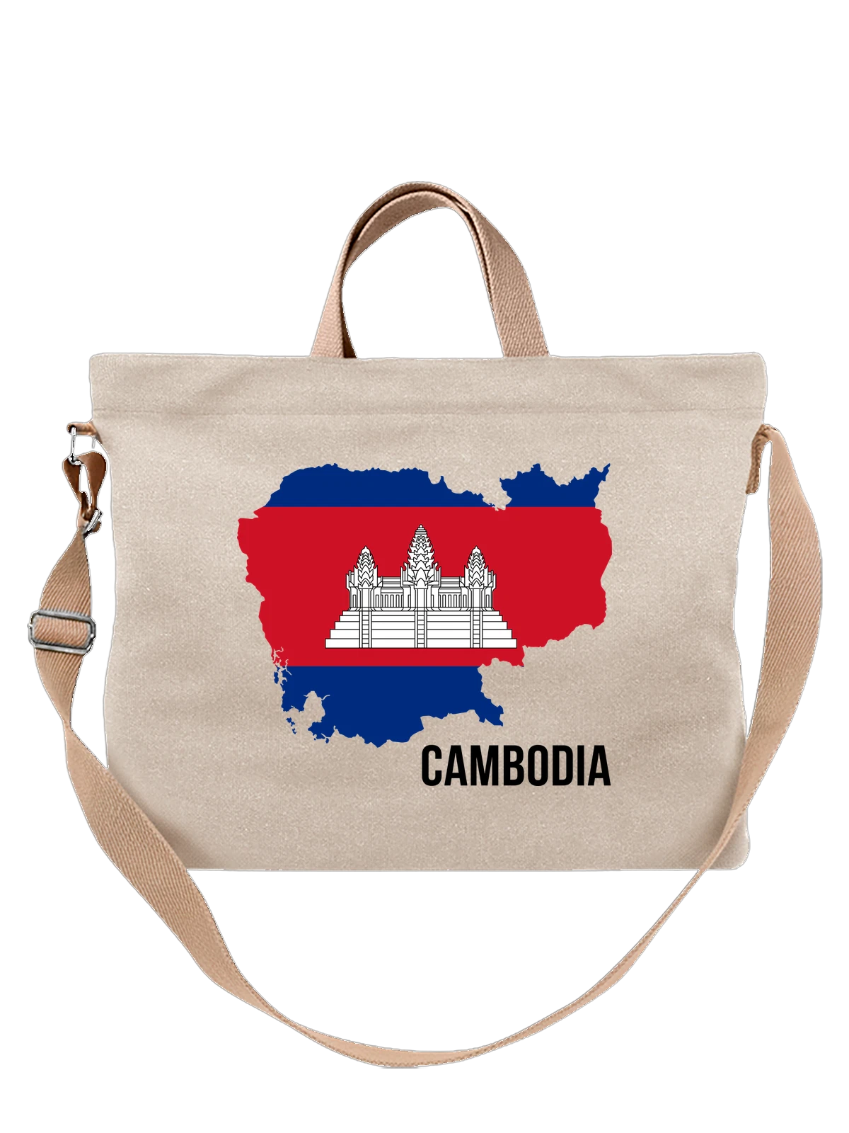 Сумка с флагом Камбоджи Cambodia белая с принтом — национальная символика — Белая, фото 1