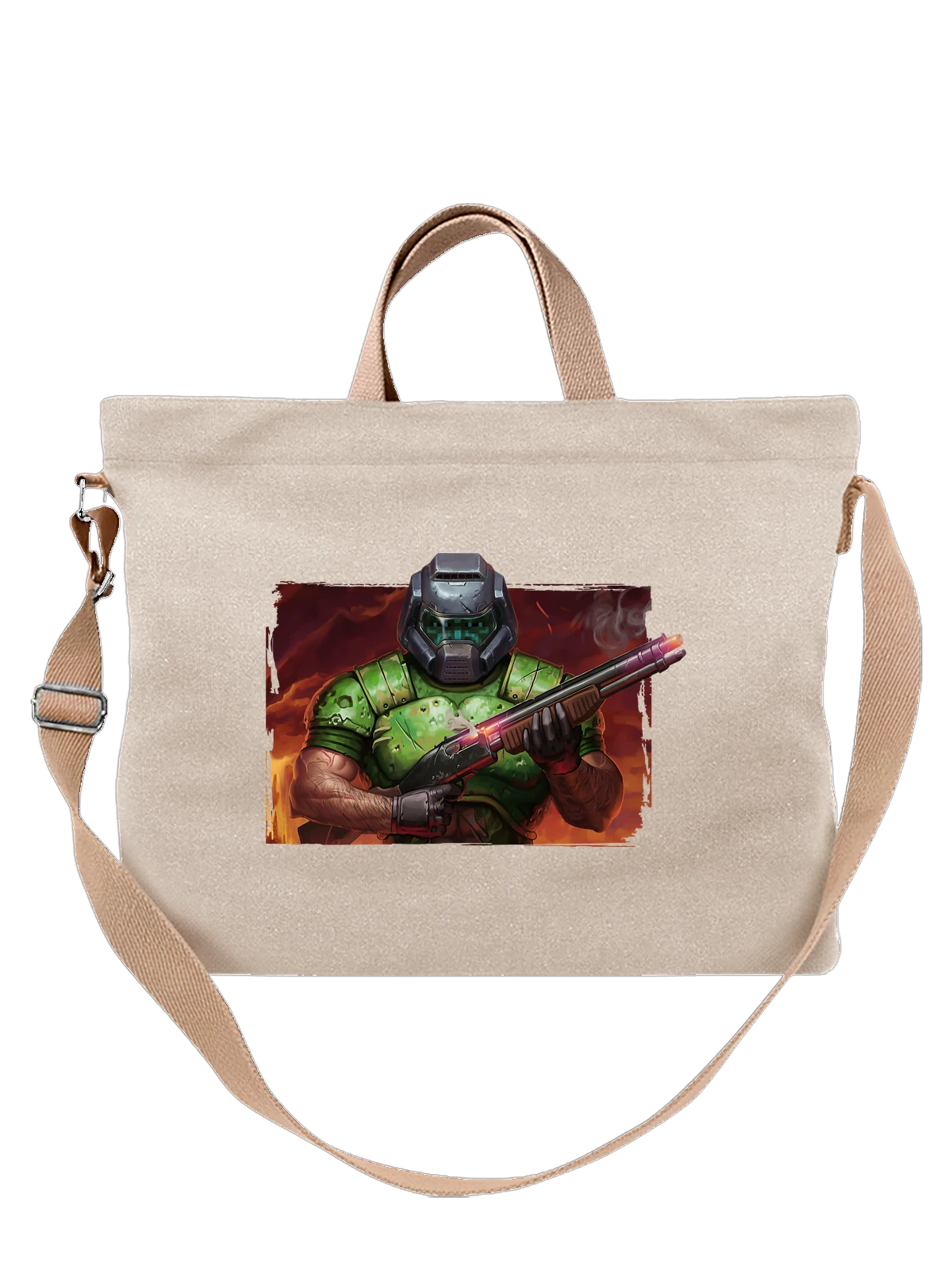 Сумка Игра Doom Дум белая с принтом — футболка подростку — Белая, фото 1