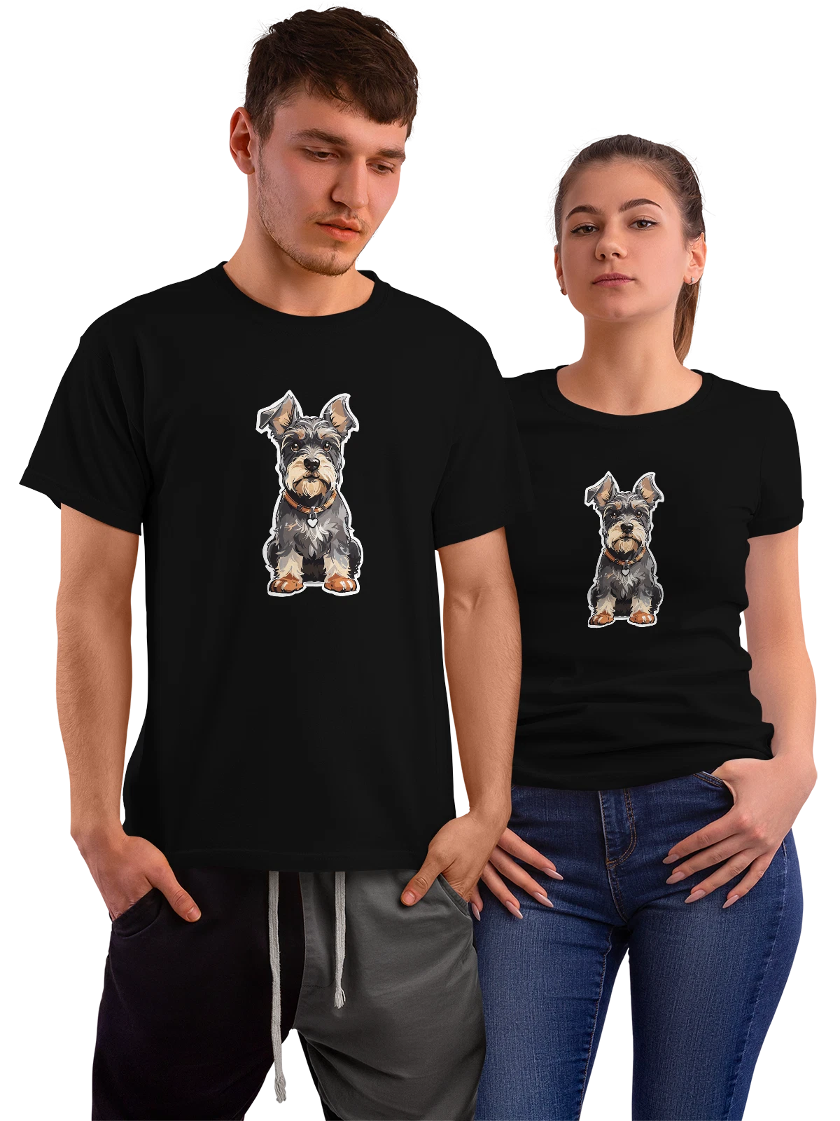 Футболка Немецкая овчарка German Shepherd мультфильм питомец чёрная с принтом — выразительные глаза — Чёрная, фото 1
