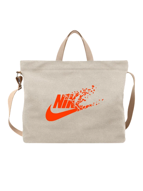 Сумка Nike: оранжевый логотип с эффектом распада — Белая, фото 1