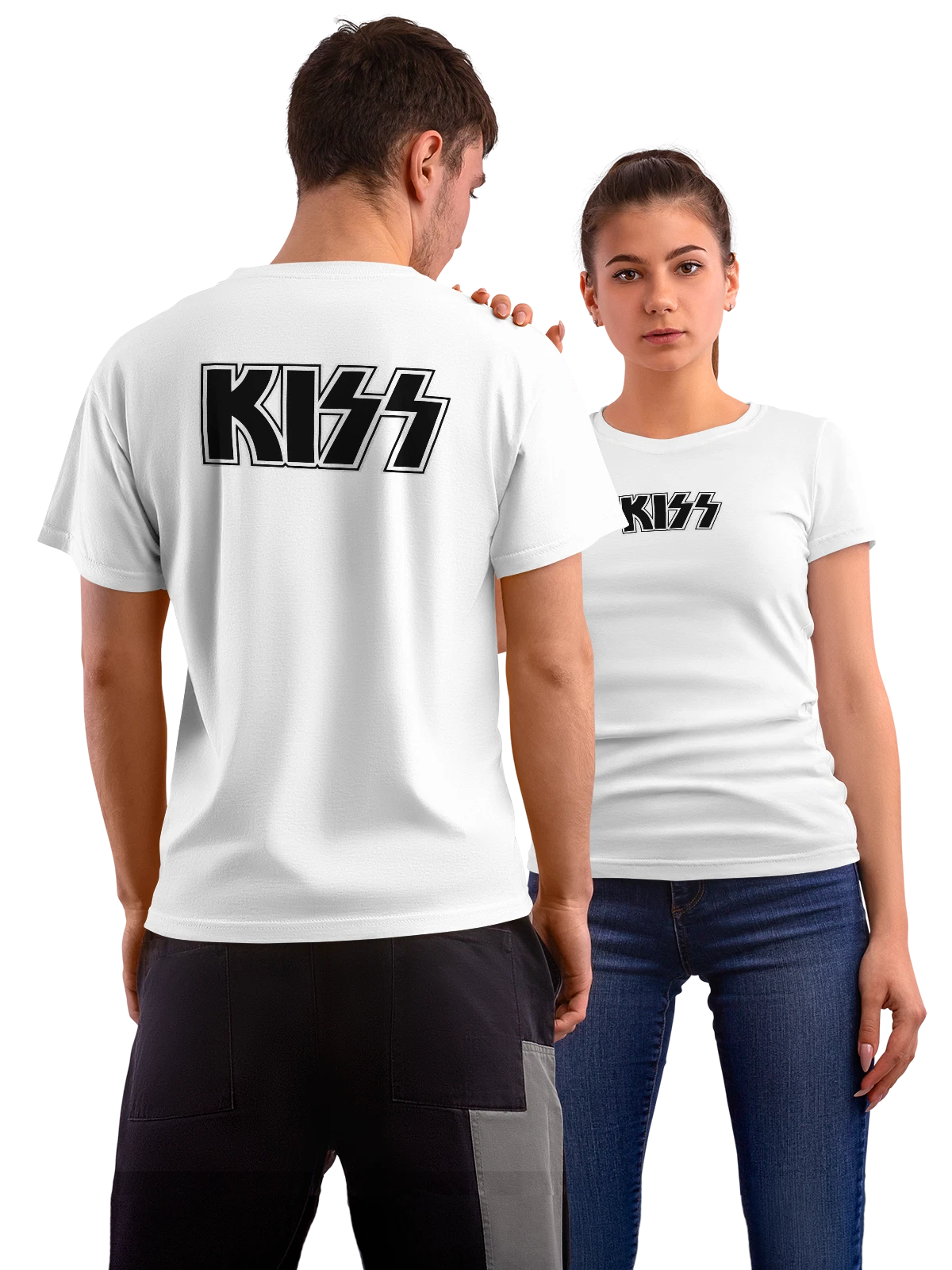 Футболка Kiss Кисс логотип белая с принтом на спине — футболка с принтом — Белая, фото 1