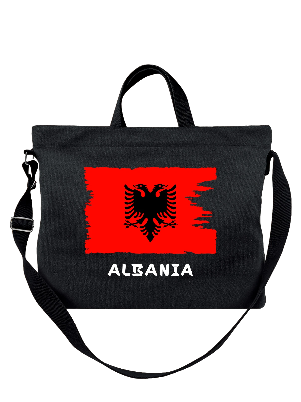 Сумка с флагом Албании Albania чёрная с принтом — национальная символика — Чёрная, фото 1
