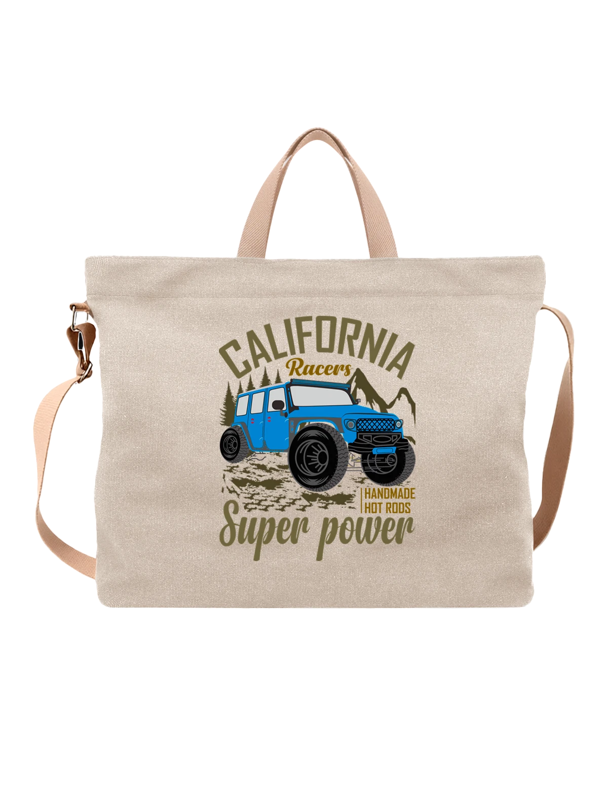 Сумка Джип California super power белая с принтом — дорога — Белая, фото 1