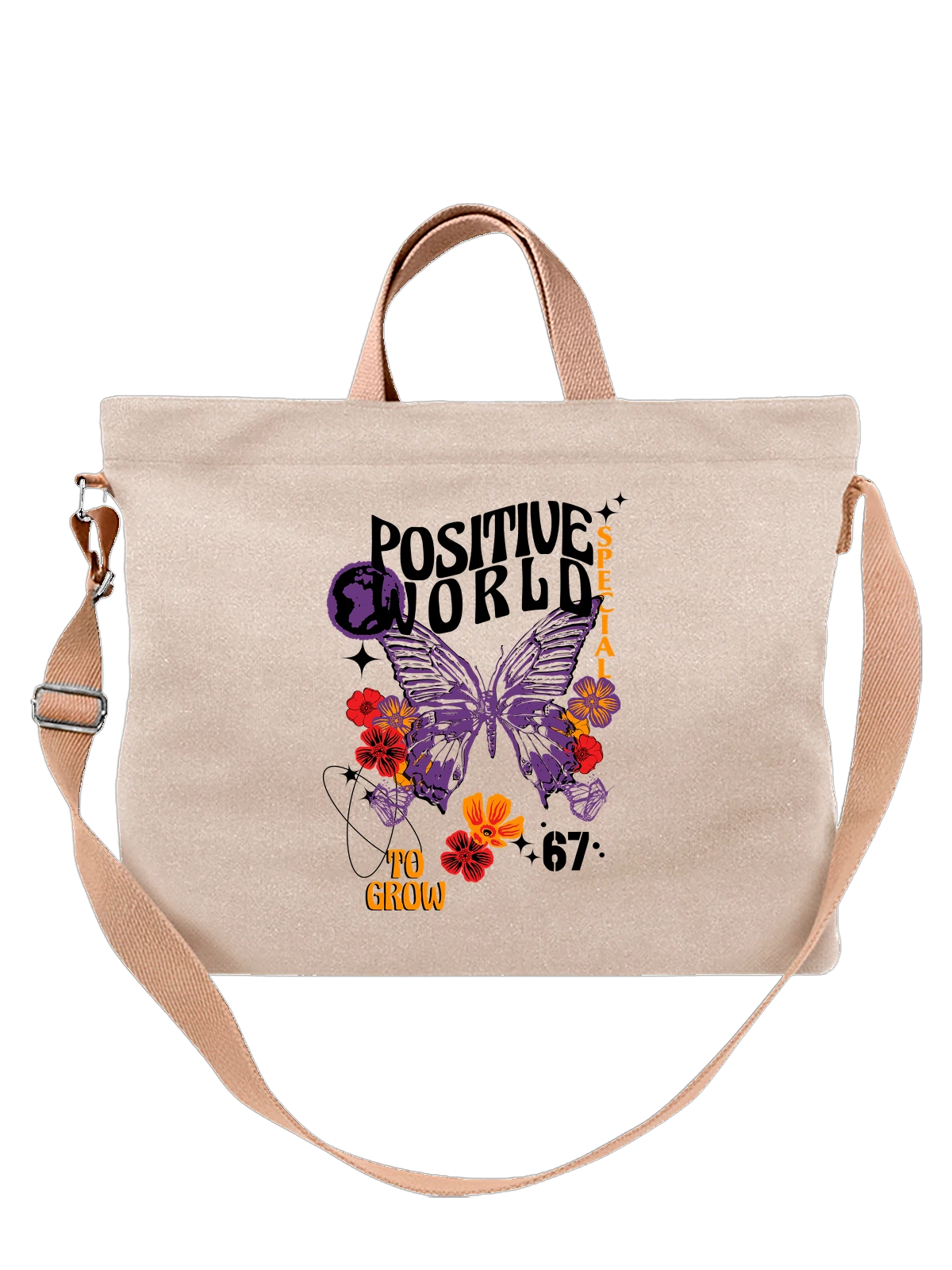 Сумка Бабочка positive world белая с принтом — подарок любителю природы — Белая, фото 1