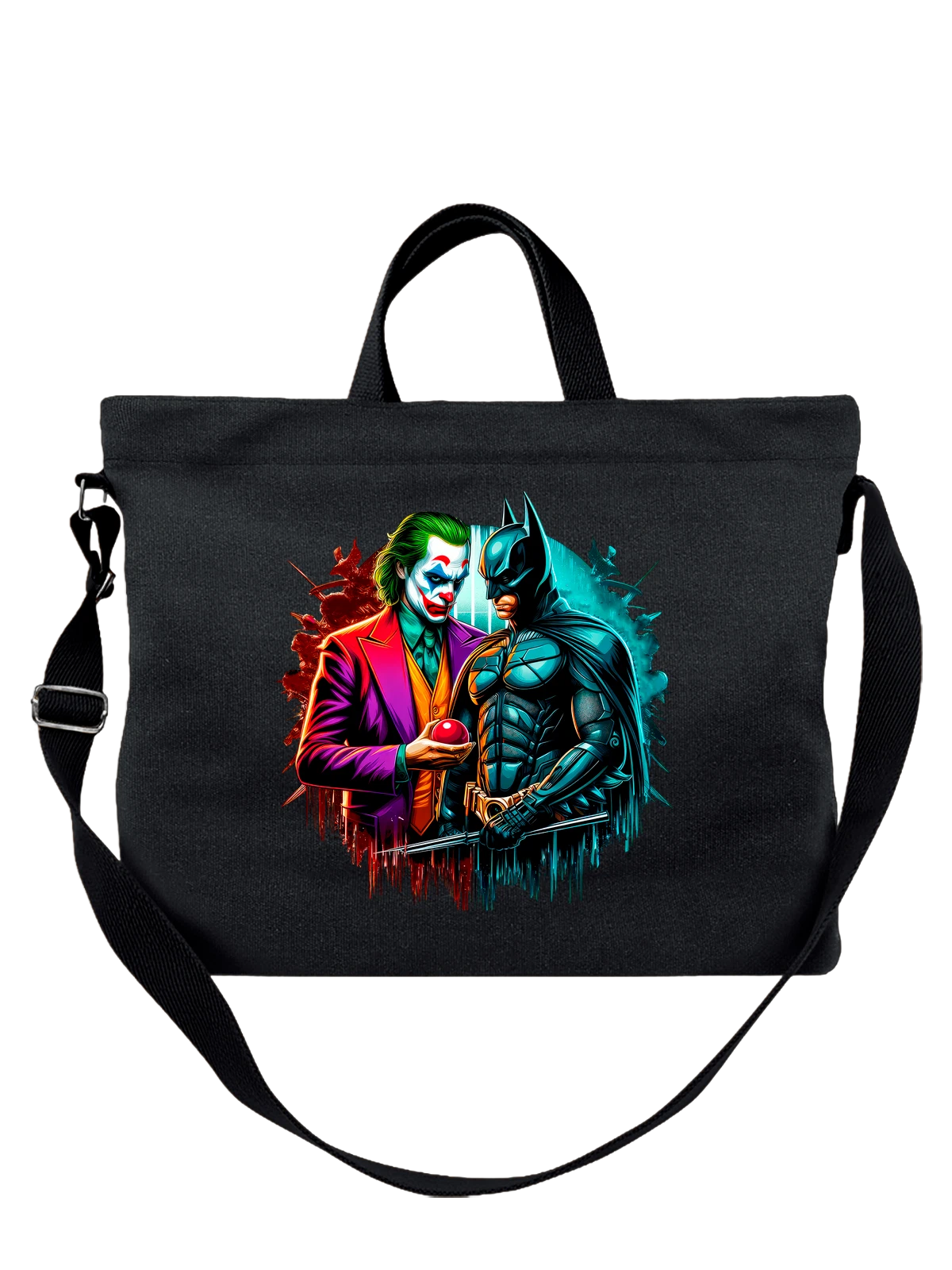Сумка с Бэтменом Batman Джокером Joker чёрная с принтом — поп культура — Чёрная, фото 1