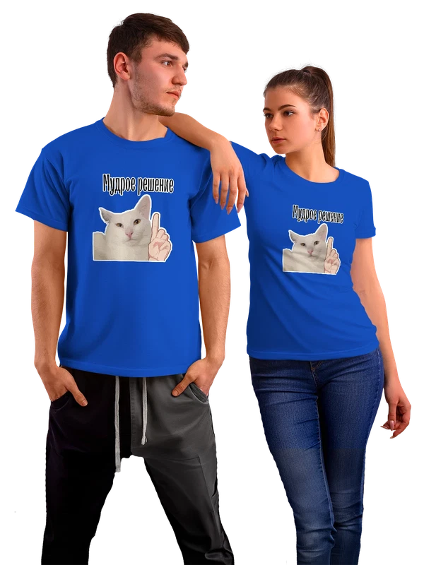 Футболка с котоммем — Синяя, фото 1