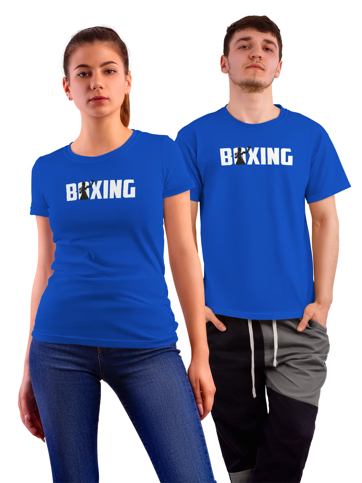 Футболка с надписью boxing синяя с принтом — спортивный принт — Синяя, фото 1