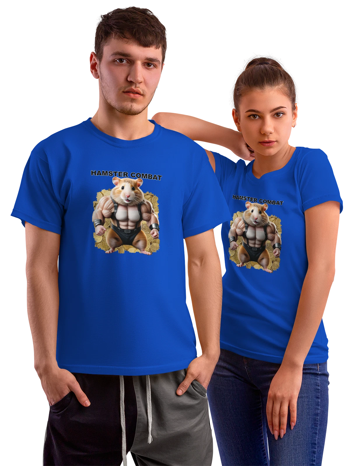 Футболка Hamster Kombat синяя с принтом — футболка подростку — Синяя, фото 1
