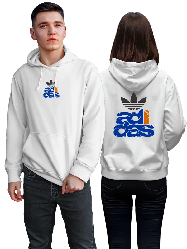 Худи с логотипом adidas в синем и оранжевом — Белая, фото 1