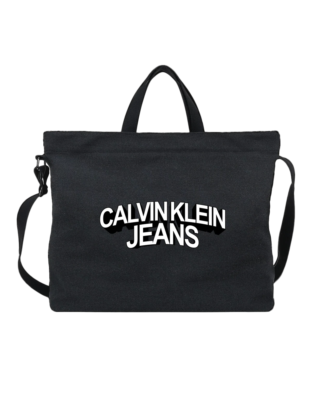 Сумка Calvin Klein Jeans логотип бренда белый чёрная с принтом — фирменный стиль — Чёрная, фото 1