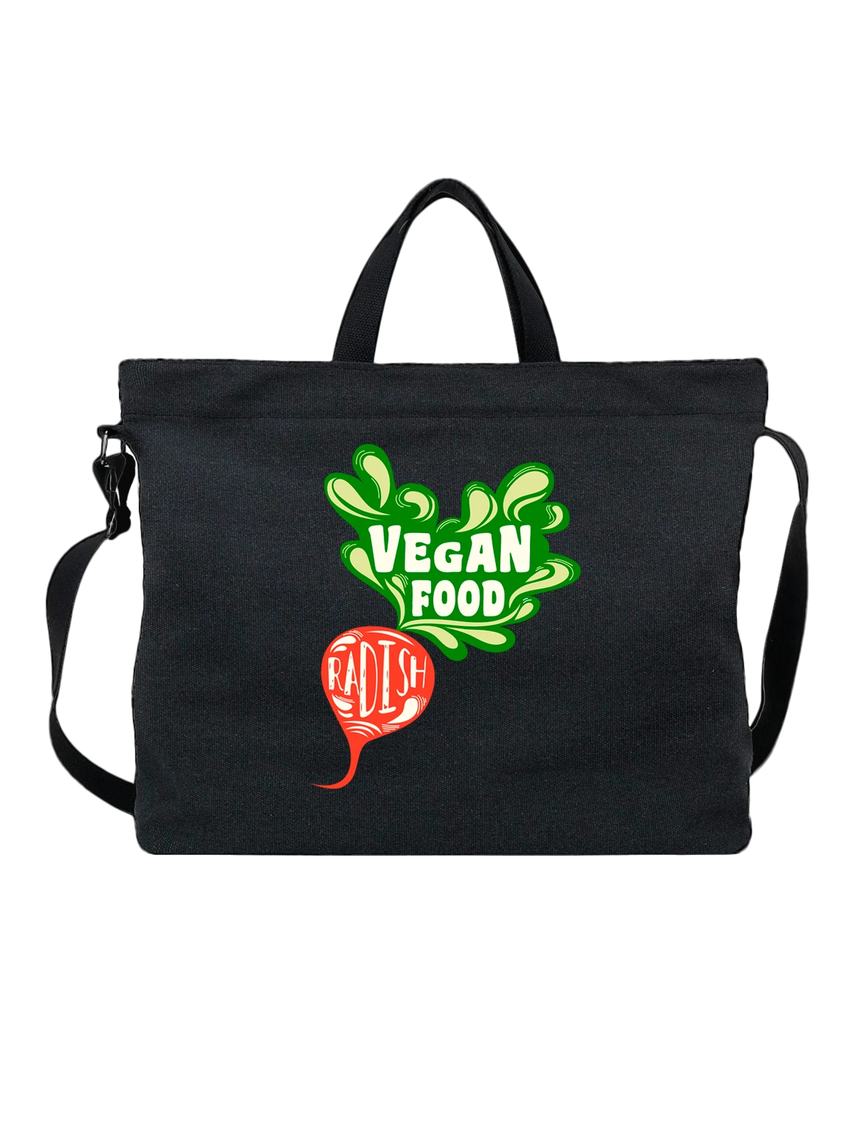 Сумка Редька radish vegan food чёрная с принтом — подарок гурману — Чёрная, фото 1