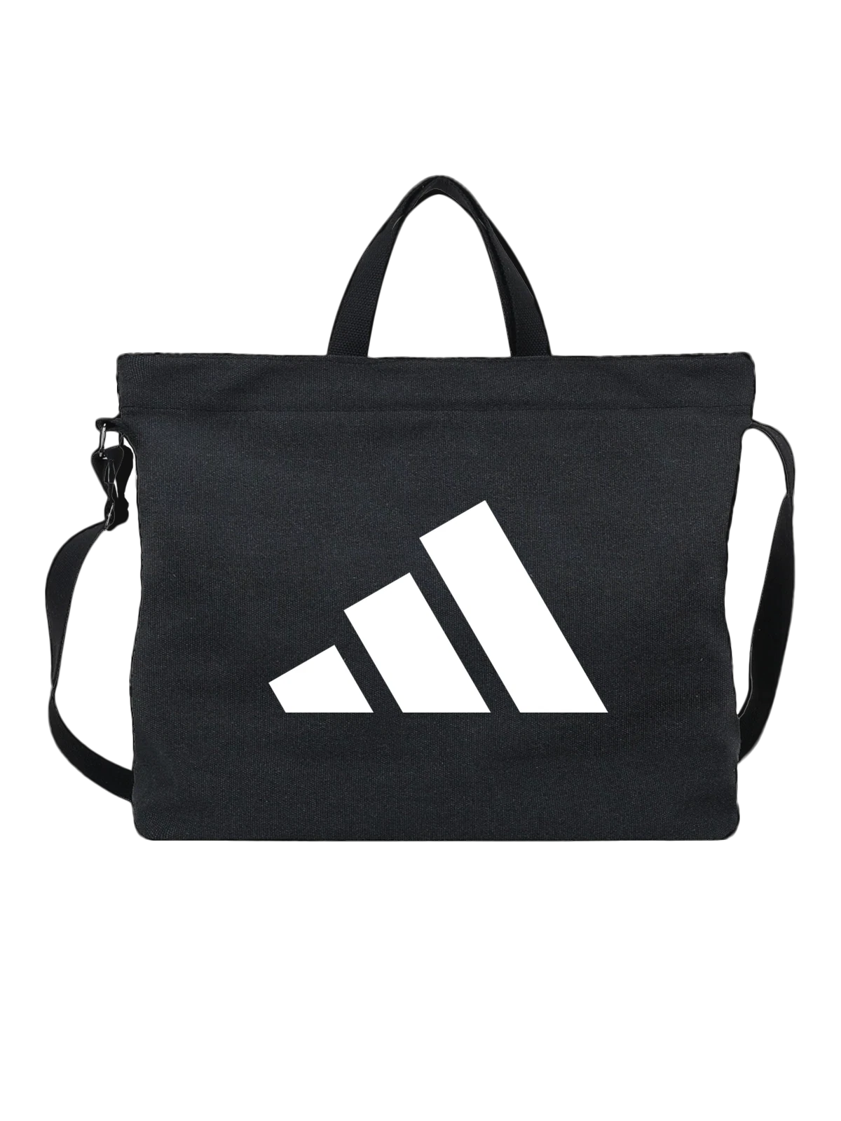 Сумка Adidas чёрная с принтом — минималистичный принт — Чёрная, фото 1