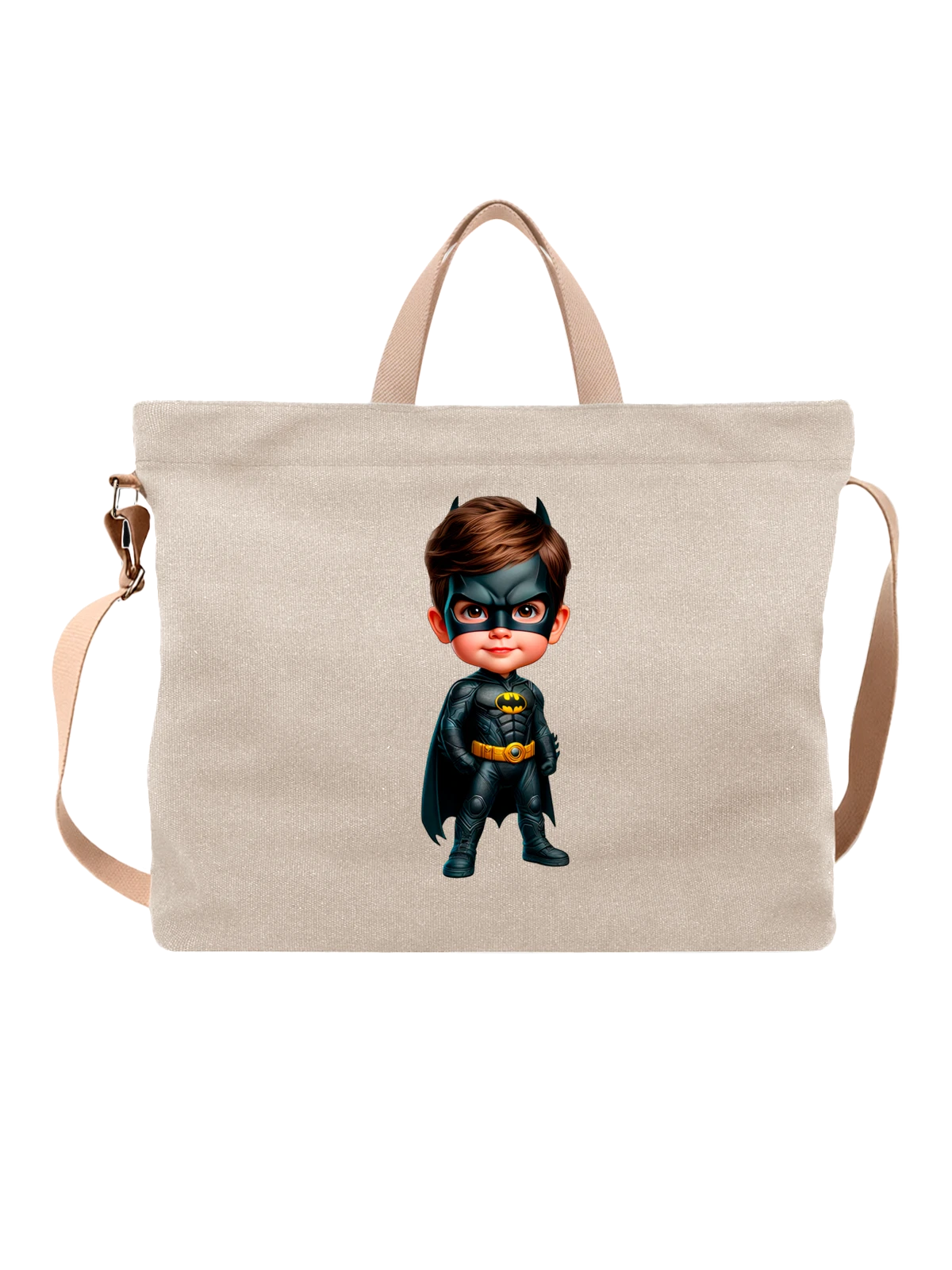 Сумка Ребенок Бэтмен Batman белая с принтом — подарок любителю комиксов — Белая, фото 1